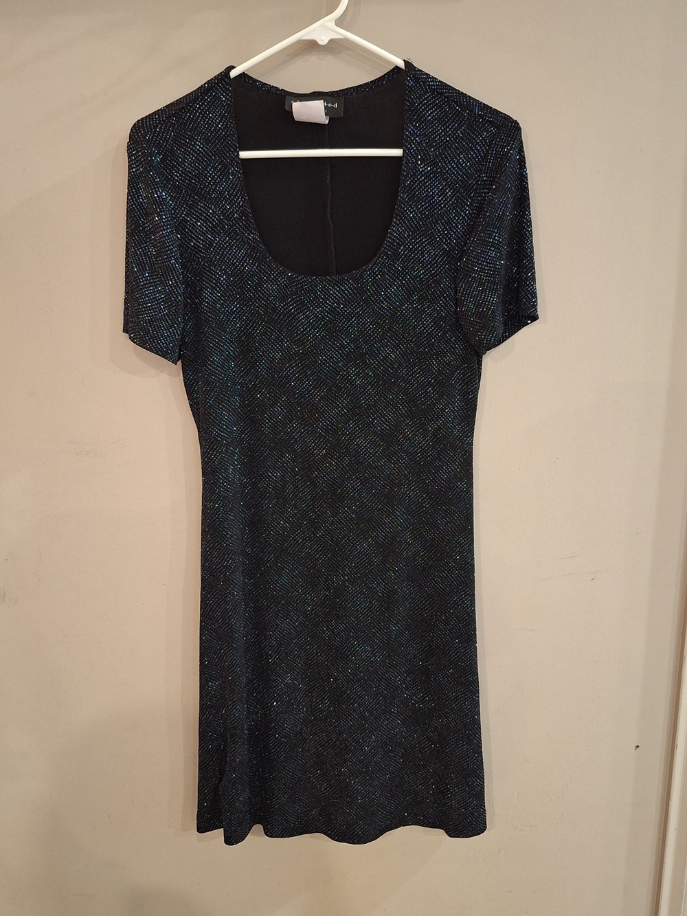 connected apparel Black Scoop Neck Glitter Knit Dress